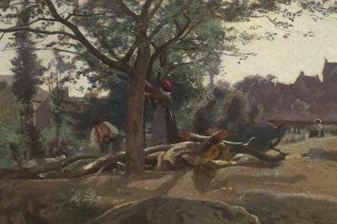 黎明的树下的农民》-卡米耶·柯罗(黎明的树下的农民-卡米耶·柯罗-法国)