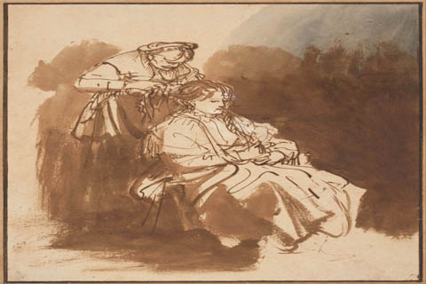 (Rembrandt (1606–1669)-A Young Woman Having Her Hair Braided, c)