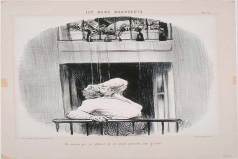 (Honoré Daumier (1808–1879)-Les Bons Bourgeois Un voisin qui se plaint de ce qu'on arrose)