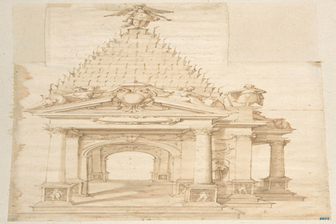 (Alessandro Casolani della Torre Drawing of a Catafalque for Philip II of Spain 1598)