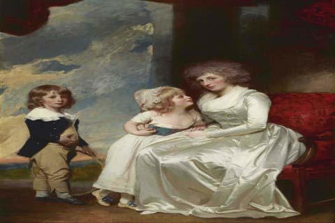 《亨丽埃塔，沃里克伯爵夫人和她的孩子们》(George Romney - Henrietta, Countess of Warwick, and Her Children, 1787-1789)