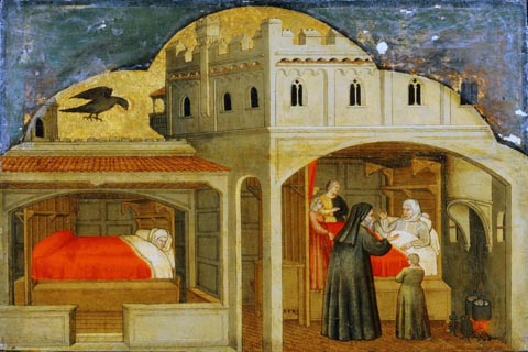 《维罗娜·圣·埃利吉乌斯的母亲讲述了她儿子未来的名声》-(Attributed to Martino da Verona (Martino di Alberto) Italian died 1412 Verona Saint Eligius’s Mother Told of Her Son’s Future Fame.tif)