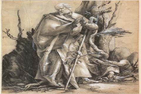 (Albrecht Dürer (1471–1528)-Bearded Saint in a Forest, c. 1516)