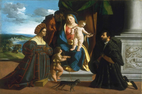 (Dosso Dossi (Giovanni de’ Luteri) Italianfirst recorded 1512 died 1542 The Holy Family with the Young Saint John the Baptist a Cat and Two Donors.tif)