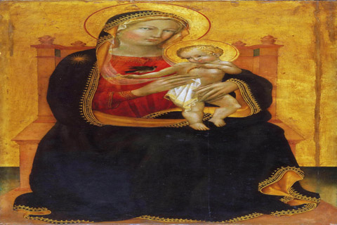 《圣母和圣子》(Battista di Maestro Gerio Italian (active Pisa) documented 1418-1433 Enthroned Virgin and Child.tif)