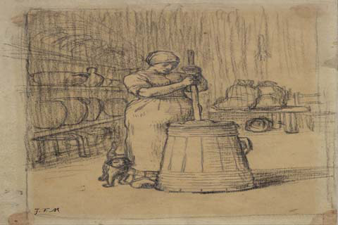 (Jean Francois Millet Study for Woman Churning Butter)
