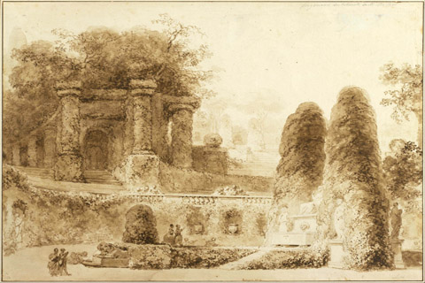 (Jean-Honoré Fragonard (1732–1806)-Roman Park with Fountain, 177)