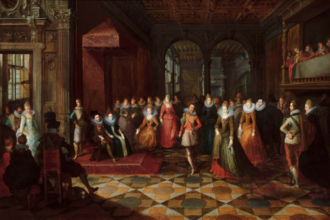 (Frans Francken the Younger, Paul Vredeman de Vries, Anonymous - Ballroom Scene at a Court in Brussels)