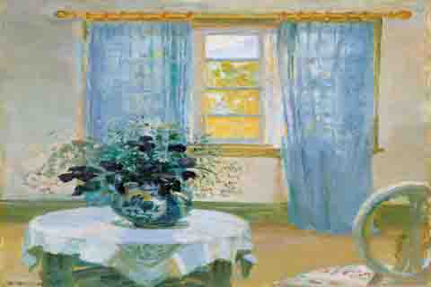 (Anna Ancher - Interior with clematis)