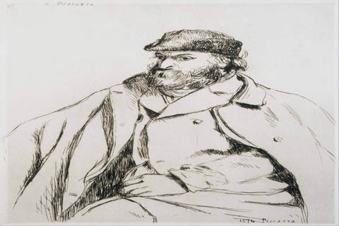 《塞尚的肖像》-卡米耶·毕沙罗(Camille Pissarro (1830–1903)-Portrait of Cezanne (State I))