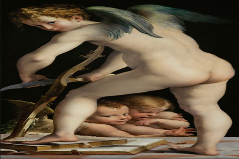 (Parmigianino --Cupid carving his bow)