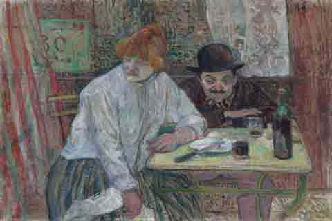 (Henri de Toulouse Lautrec At the Caf?La Mie)
