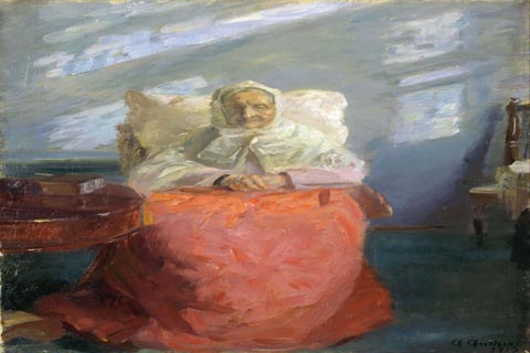 (Anna Ancher - Mrs Ane Brondum in the blue room)
