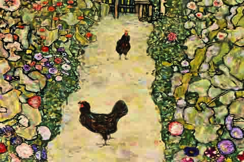 有公鸡的花园-古斯塔夫·克林姆-奥地利