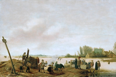 (Salomon van Ruysdael (c. 1602-1670) -- Winter Landscape on the Shore)