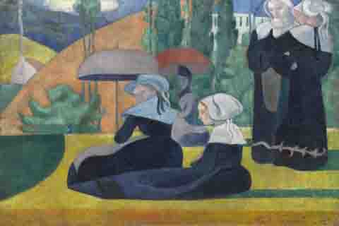 (Emile Bernard Breton Women with Umbrellas)