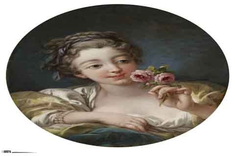 《玫瑰女孩》-弗朗索瓦·鲍彻(Francois Boucher - Girl with Roses, 1760s)