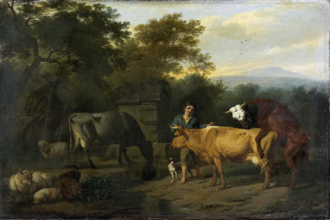 (Bergen Dirck van Landschap met herder en vee. 1675-1685)