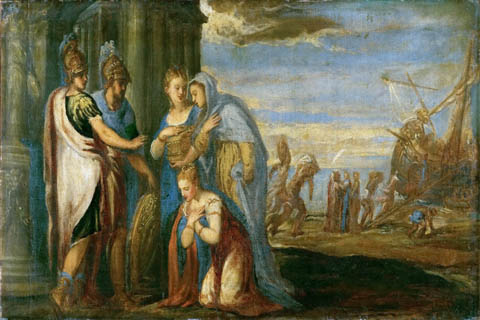 (Andrea Schiavone (1500-1563) -- Aeneas Taking Leave of Dido)