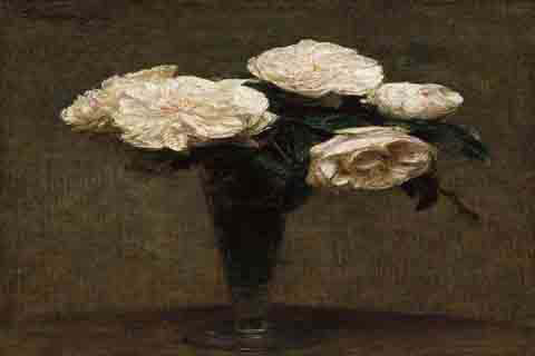 (Henri Fantin Latour Roses in a Vase)