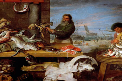 (Cornelis de Vos -- Fish Market, detail)