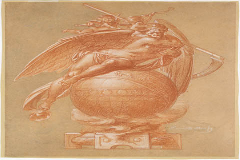 (Albert Ernest Carrier Belleuse Father Time on a Globe- Design for a Clock)