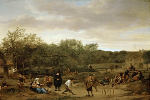 (Jan Steen -- Farmers Playing at Skittles)
