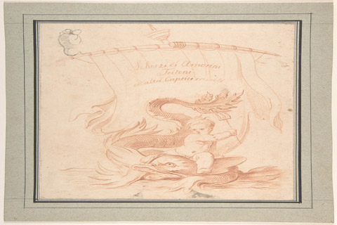 (Anonymous Drawing for Title Page with Amorini Riding a Dolphin)