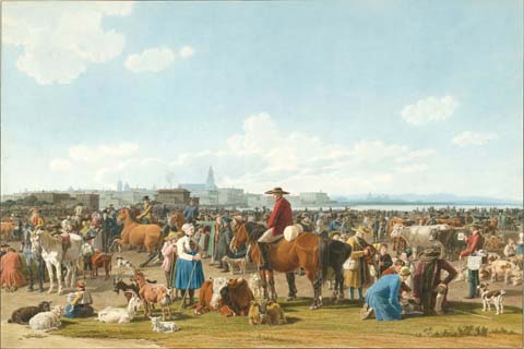 (Wilhelm von Kobell (1766–1855)-Cattle Market before a Large City)