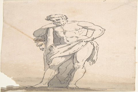 (Anonymous Drawing after Male Statue Leaning on Tree Trunk)