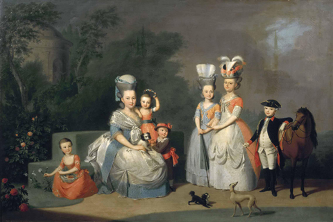 《橘色的卡罗琳娜·威廉敏娜和她的孩子们的画像》-Anton Wilhelm Tischbein(Anton Wilhelm Tischbein - Portrait of Carolina Wilhelmina of Orange and her Children)