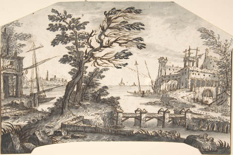 (Anonymous Landscape Drawing for a Wall Decoration)