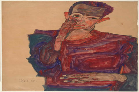 (Egon Schiele (1890–1918)-Self-Portrait with Eyelid Pulled Down)GH