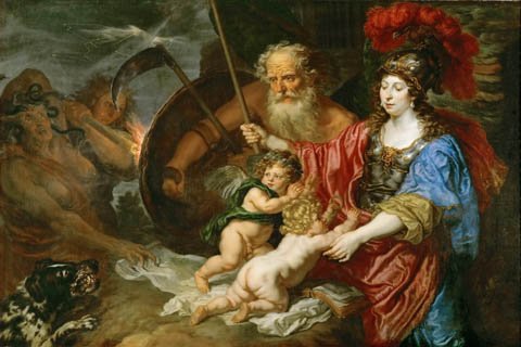 (Joachim von Sandrart I (1606-1688) -- Minerva and Saturn Protecting Art)