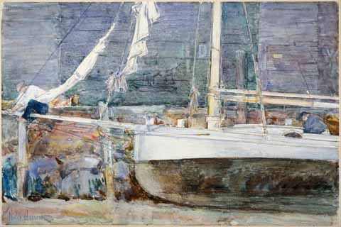 《干船坞》(Childe Hassam (1859–1935)-Drydock, Gloucester)