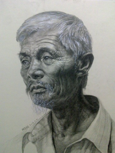素描老年男子肖像