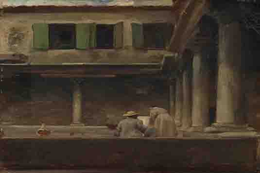 弗雷德里克·莱顿爵士(An Artist Sketching in the Cloister of S. Gregorio, Venice- Lord Leighton Frederic)